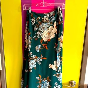 Eva Mendes green floral maxi wrap skirt (sz S long tall)